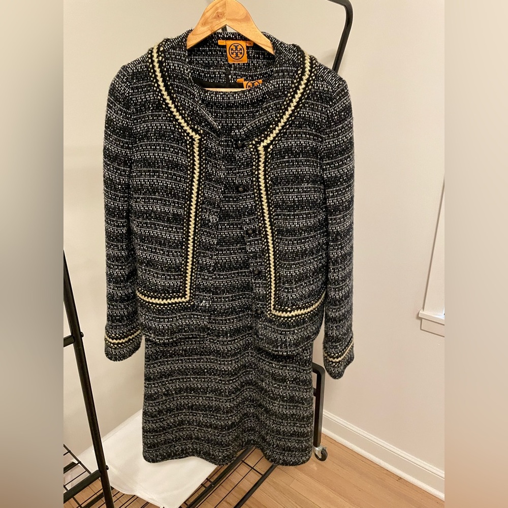 Tory Burch tweed coat and dress